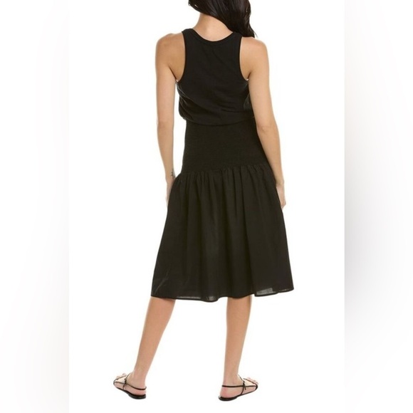 Nation LTD Sahar Smocked-Waist Midi Dress Black Size Medium - Picture 3 of 9